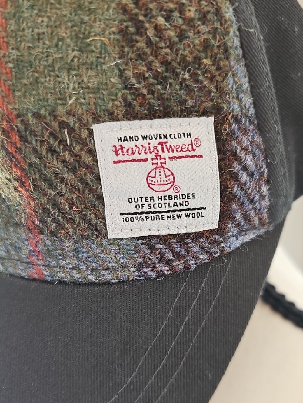 Harris Tweed Plaid Front Baseball Cap - Brown/Green - Picture 2 of 8